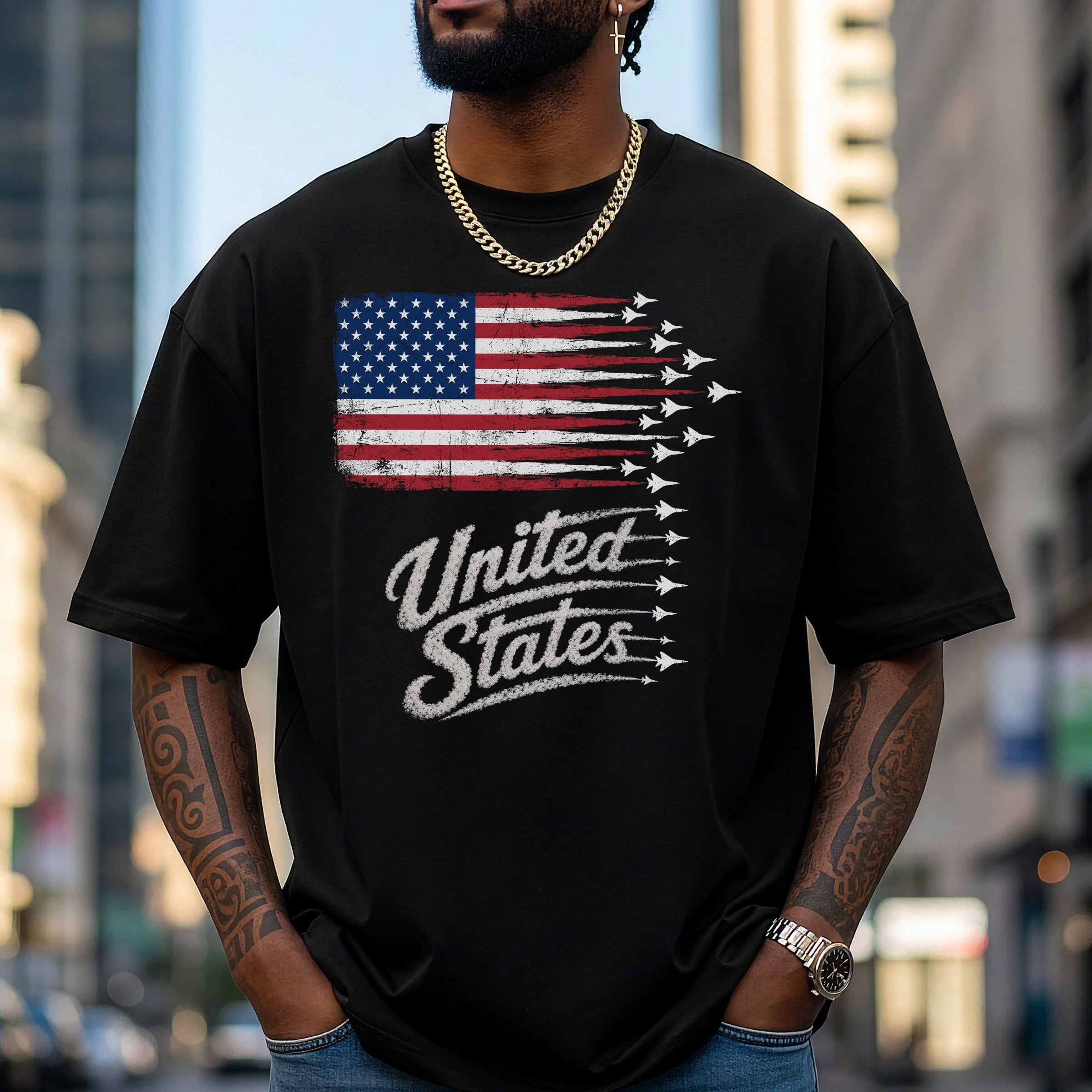 Distressed Vintage Jets Flag America 250 Shirt Main image