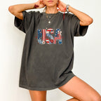 USA Faux Patchwork Letters America 250 Shirt
