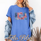 USA Faux Patchwork Letters America 250 Shirt