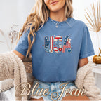 USA Faux Patchwork Letters America 250 Shirt