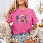 USA Faux Patchwork Letters America 250 Shirt