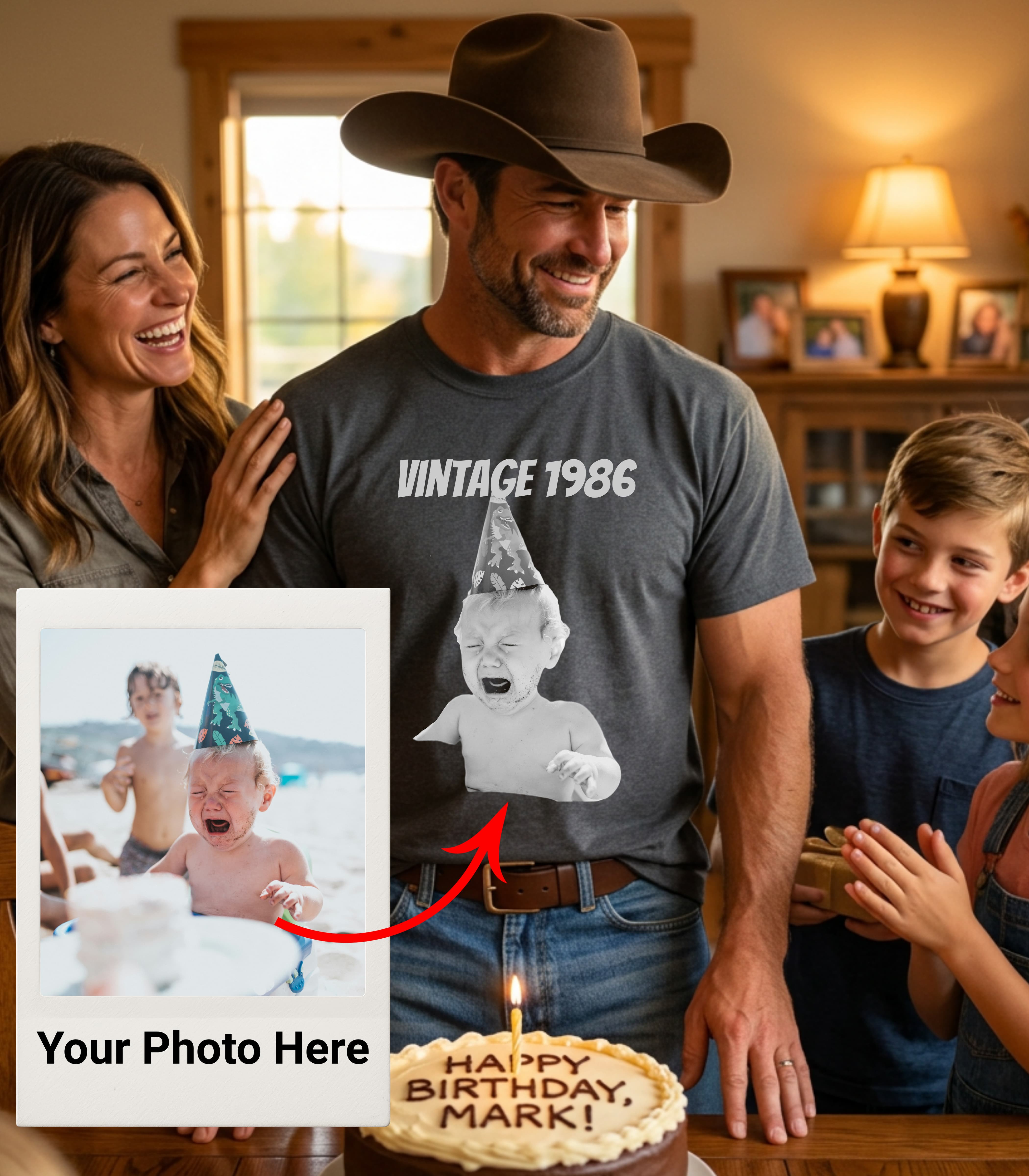 Personalized Vintage Photo & Year Shirt Main image