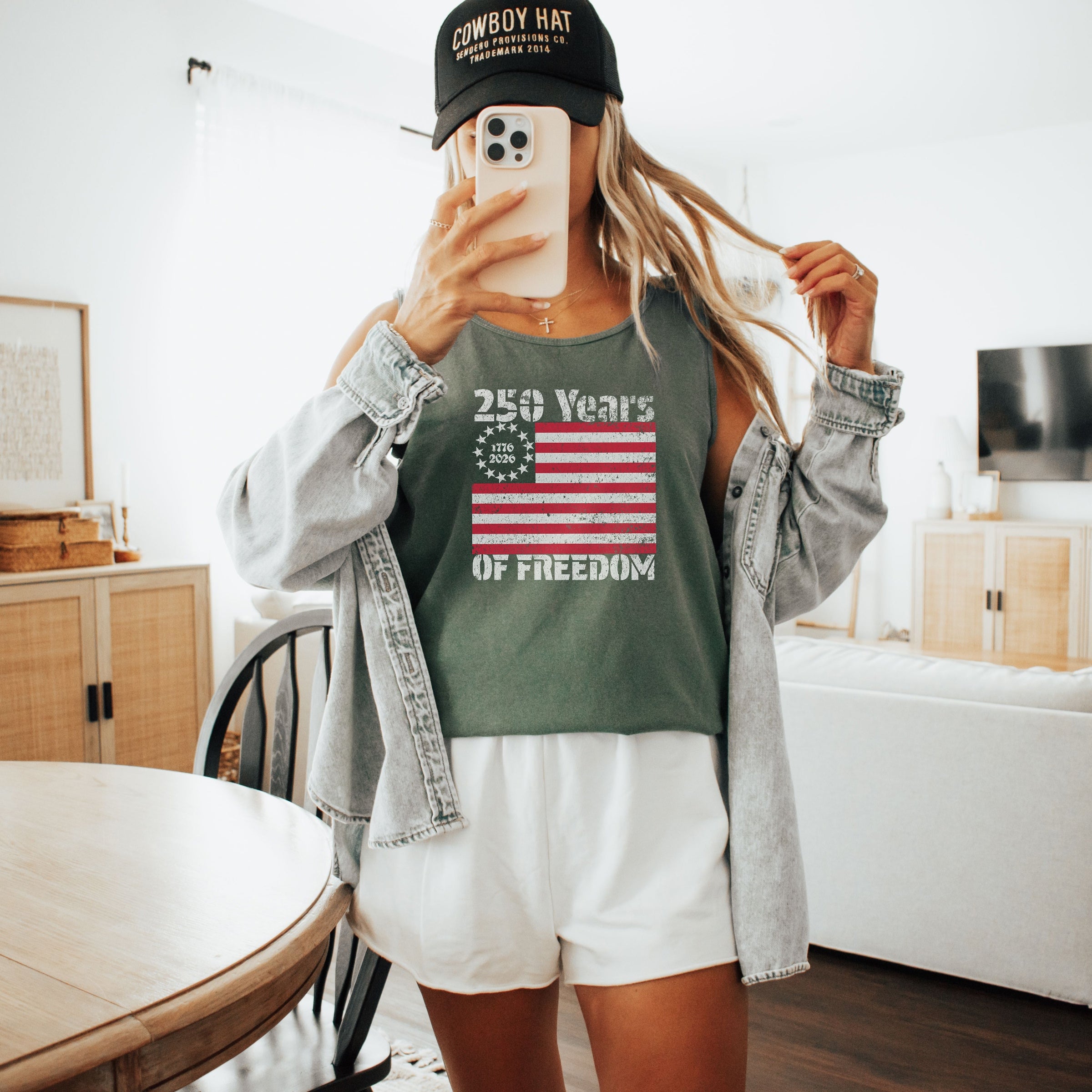 America 250 Tank Top — 250 Years of Freedom Vintage Flag