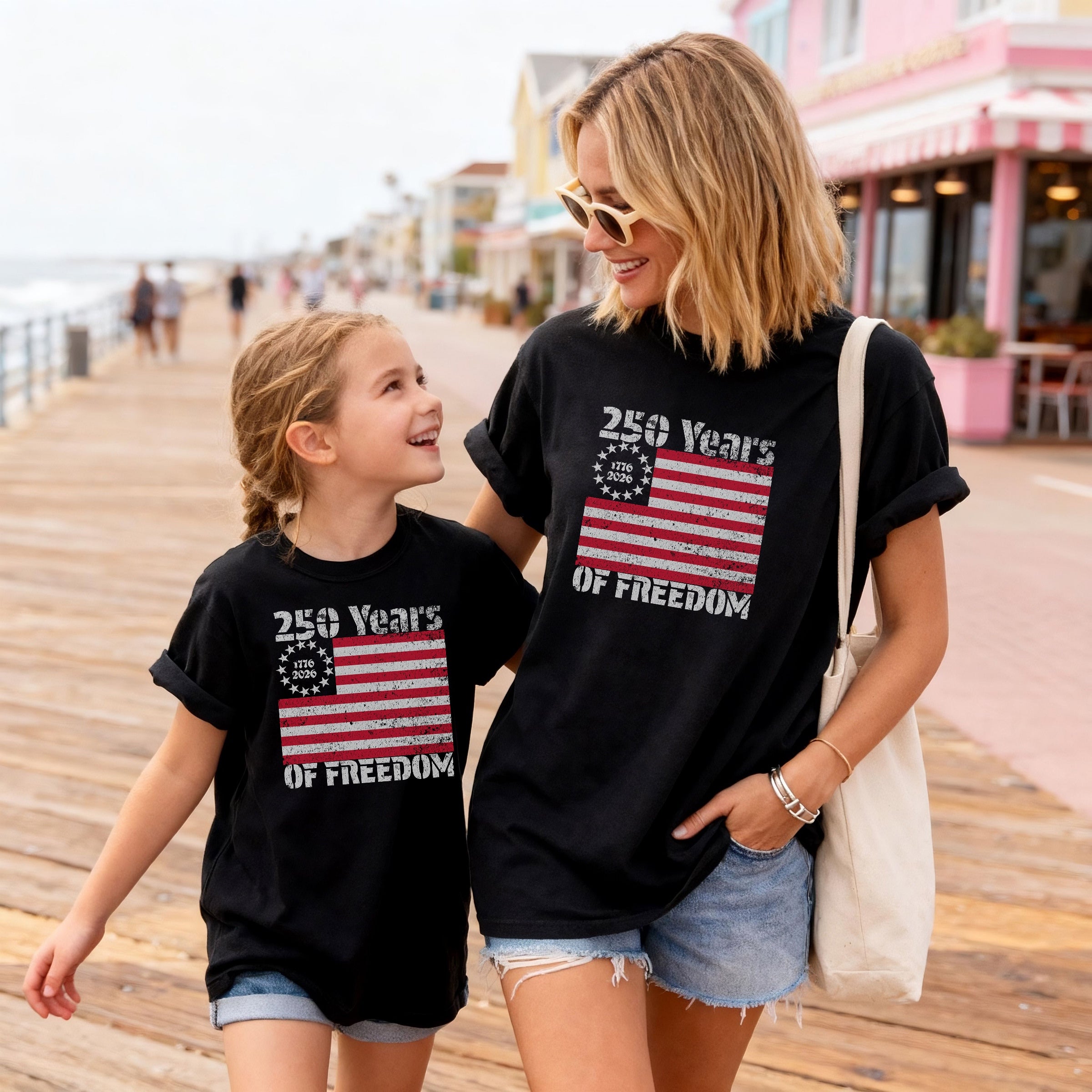America 250 Youth Tee, 250 Years of Freedom Vintage Flag