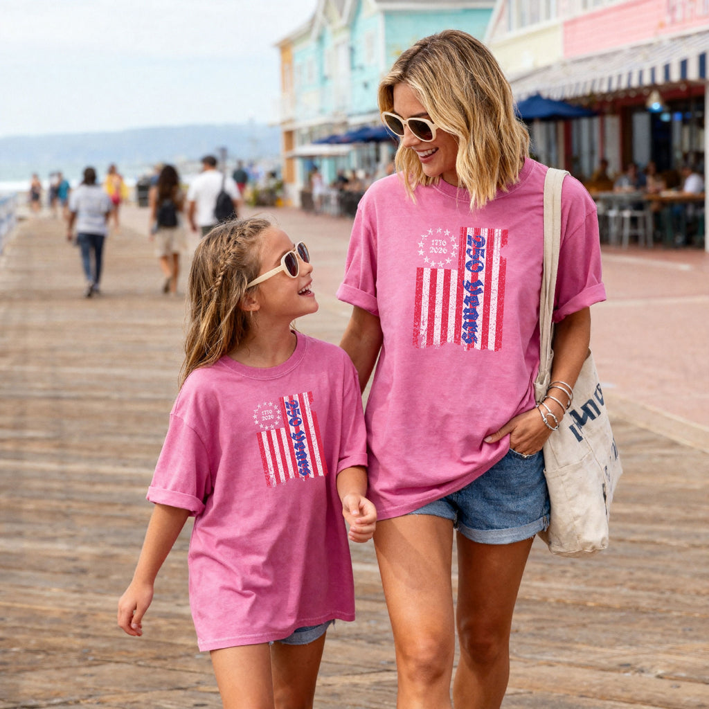 Betsy Ross Flag Youth Tee, 1776–2026 Patriotic Kids Shirt
