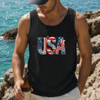 USA Faux Patchwork Letters America 250 Tank Top