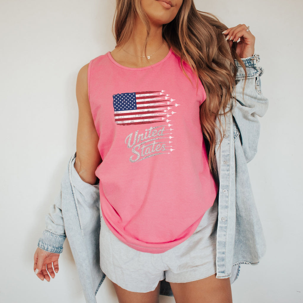 Vintage Patriotic Jets Flag United States of America 250 Tank Top