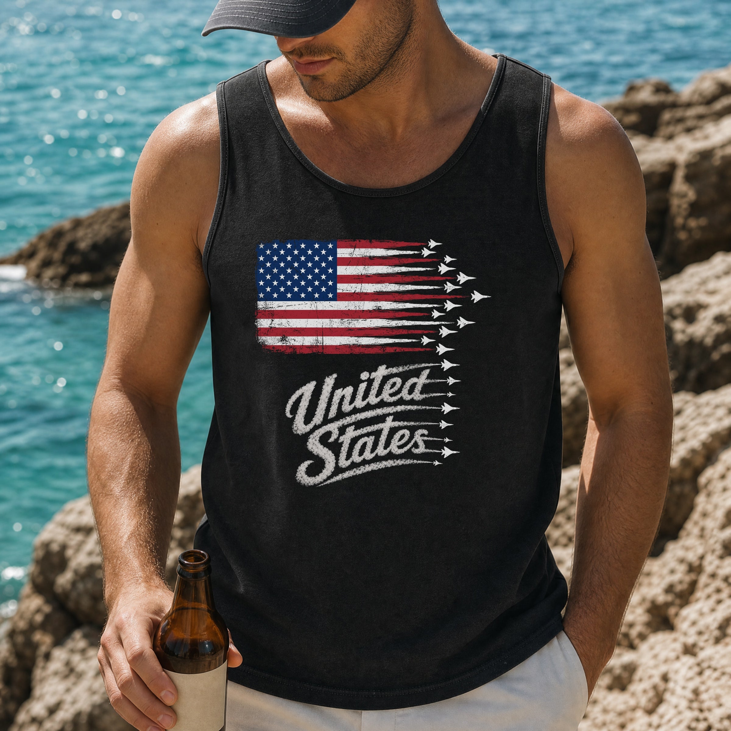 Vintage Patriotic Jets Flag United States of America 250 Tank Top