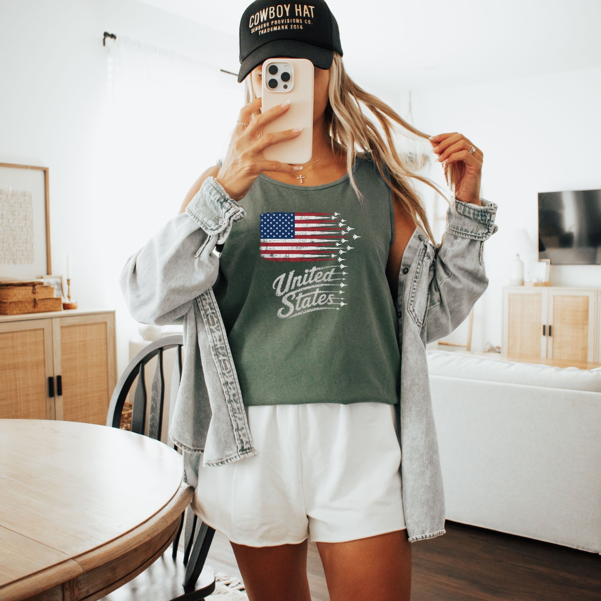 Vintage Patriotic Jets Flag United States of America 250 Tank Top