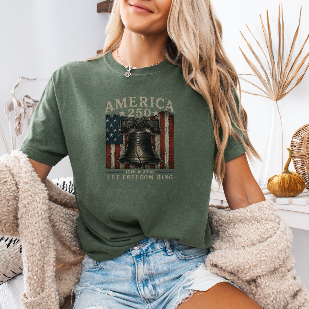 America 250 Liberty Bell Vintage T‑Shirt, US 1776 2026 Patriotic Graphic Tee
