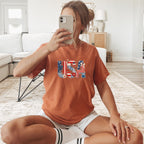 USA Faux Patchwork Letters America 250 Shirt