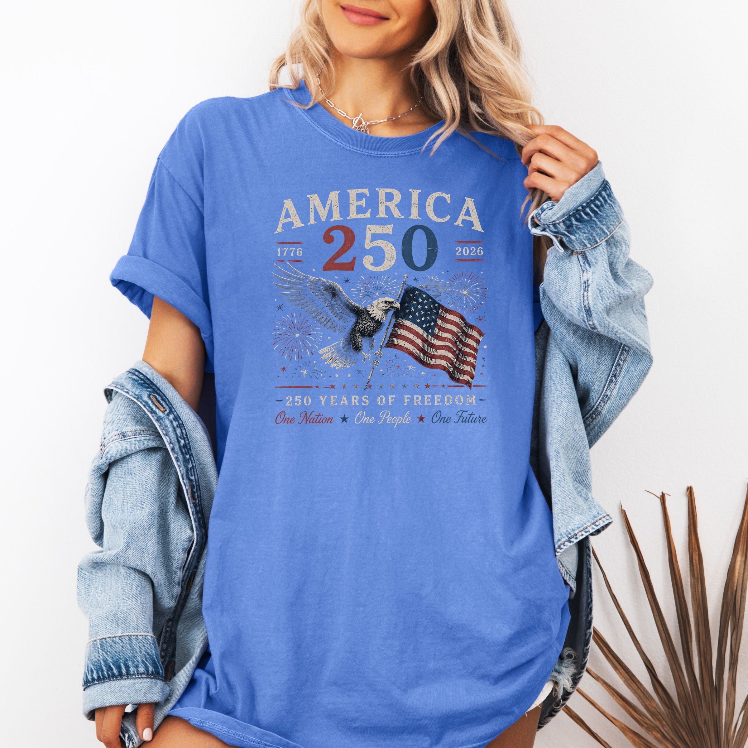 America 250 Eagle & Flag T-Shirt, 250 Years of Freedom Patriotic Tee