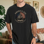 America 250 Vintage Ship & Flag T-Shirt, 1776–2026 Independence Tee