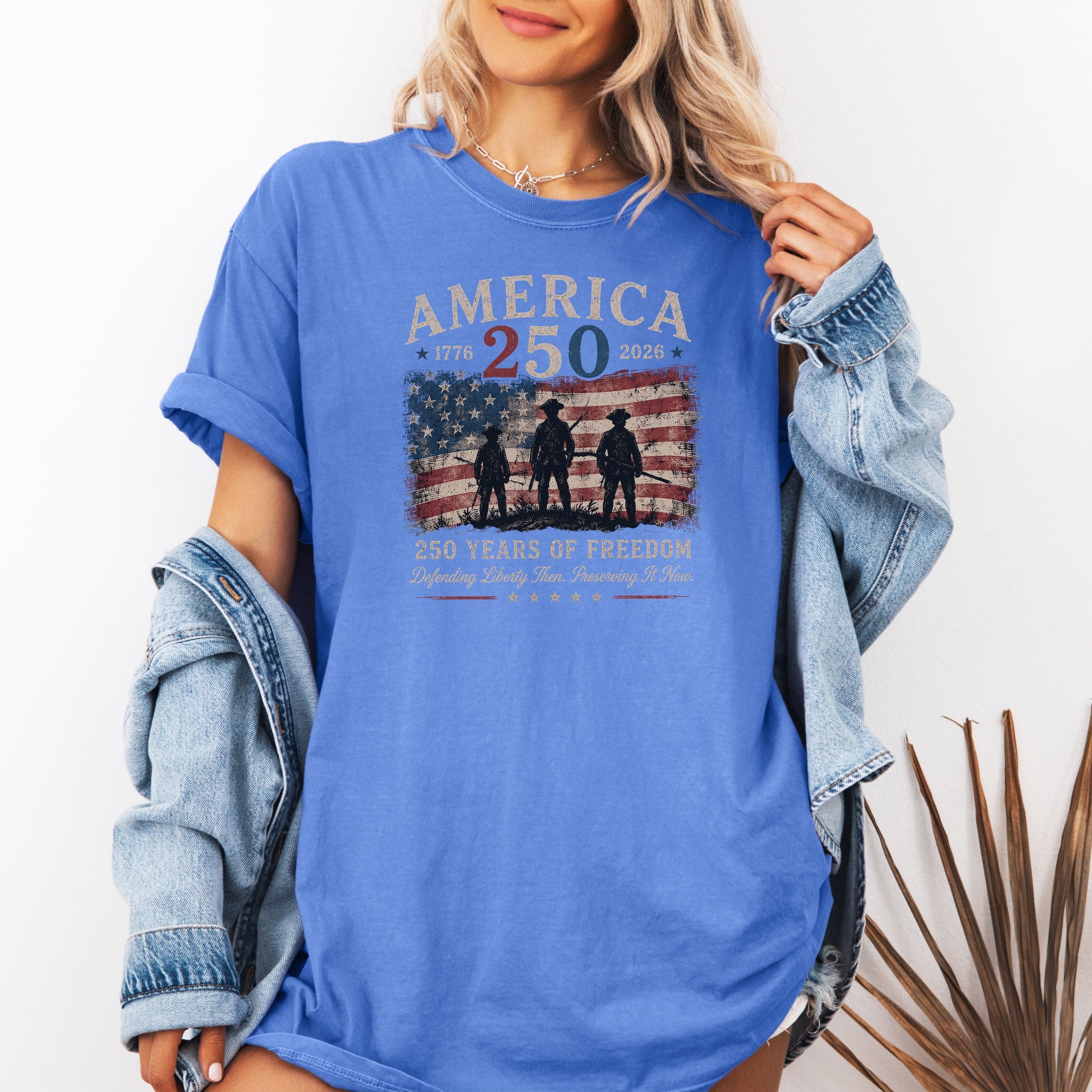 Defending Liberty America 250 Patriotic T-Shirt, 250 Years of Freedom Flag Tee