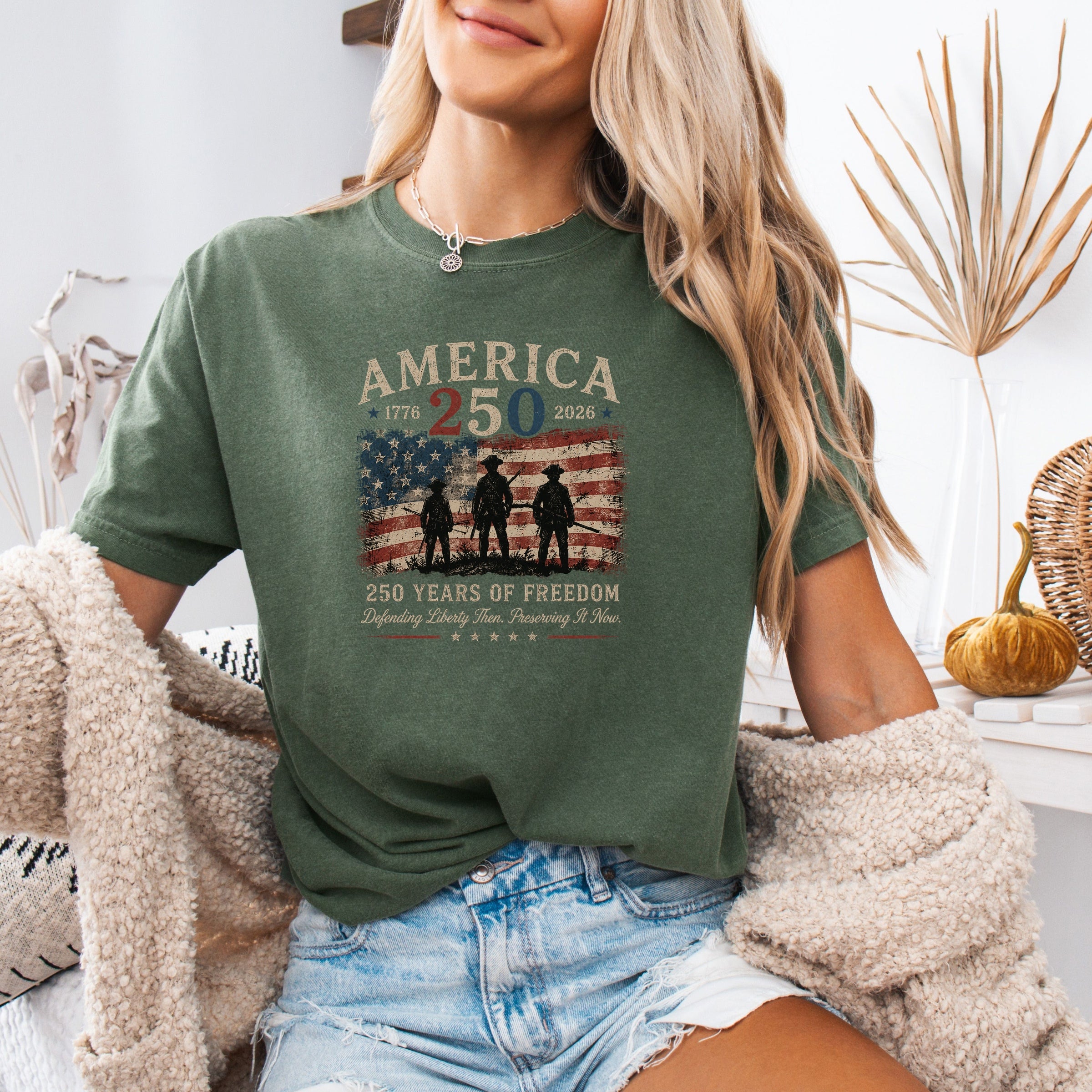 Defending Liberty America 250 Patriotic T-Shirt, 250 Years of Freedom Flag Tee