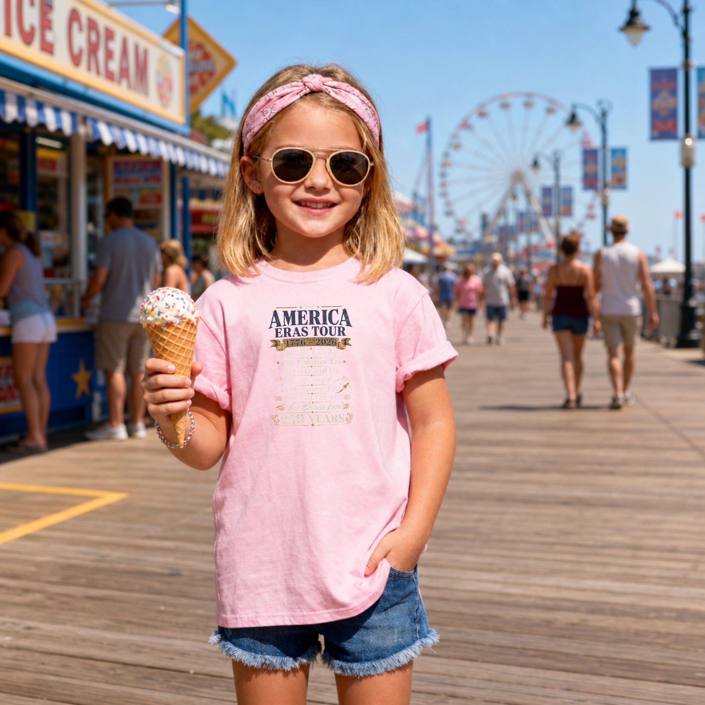 America Eras Tour 1776–2026 Vintage Patriotic Youth Tee — 250th Anniversary