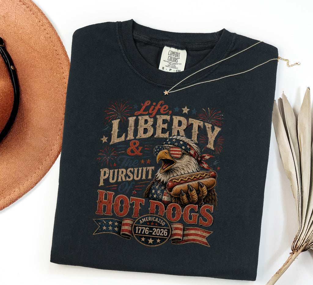Life, Liberty & The Hot Dogs Patriotic Eagle BBQ America 250 T-Shirt