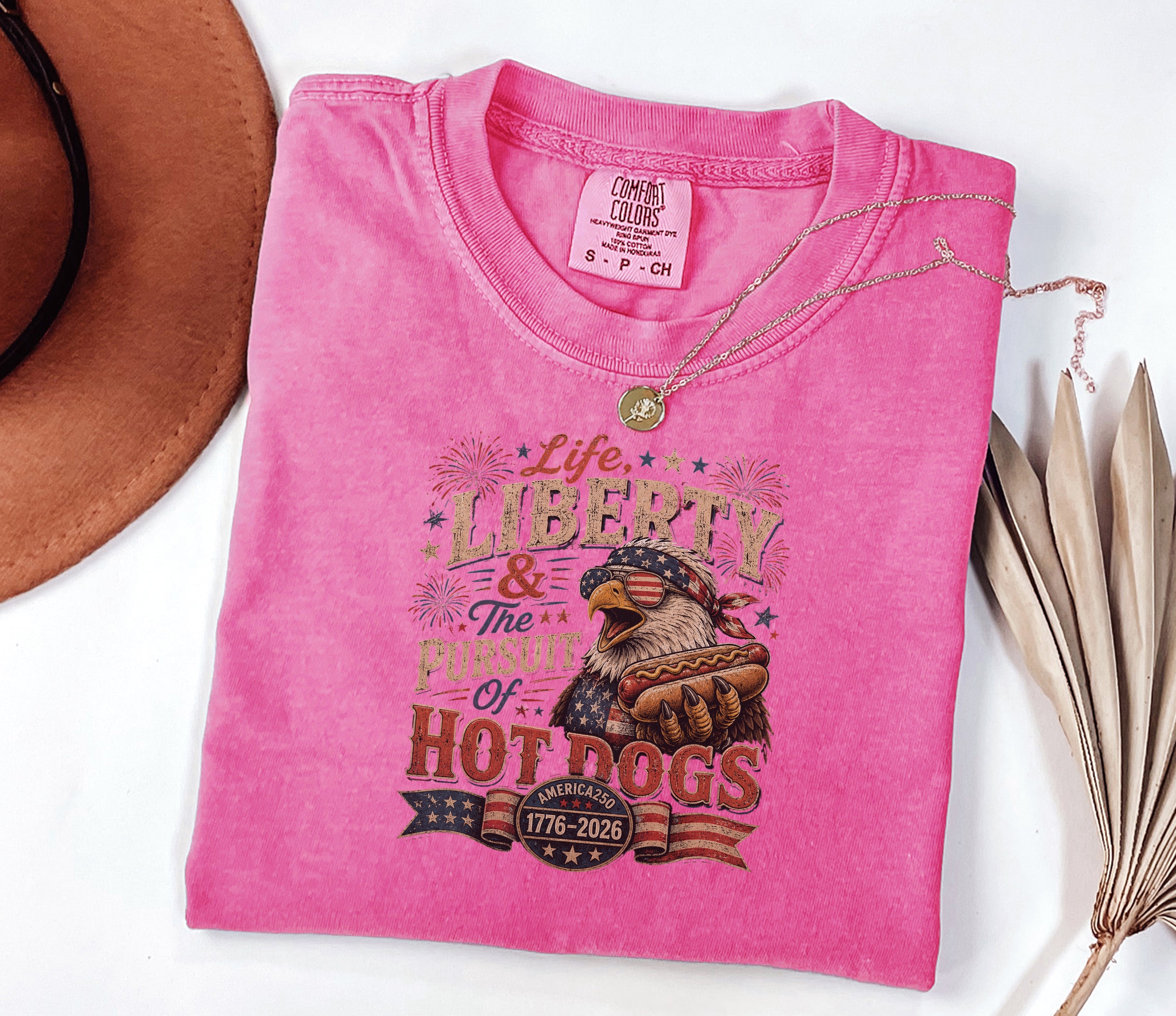 Life, Liberty & The Hot Dogs Patriotic Eagle BBQ America 250 T-Shirt