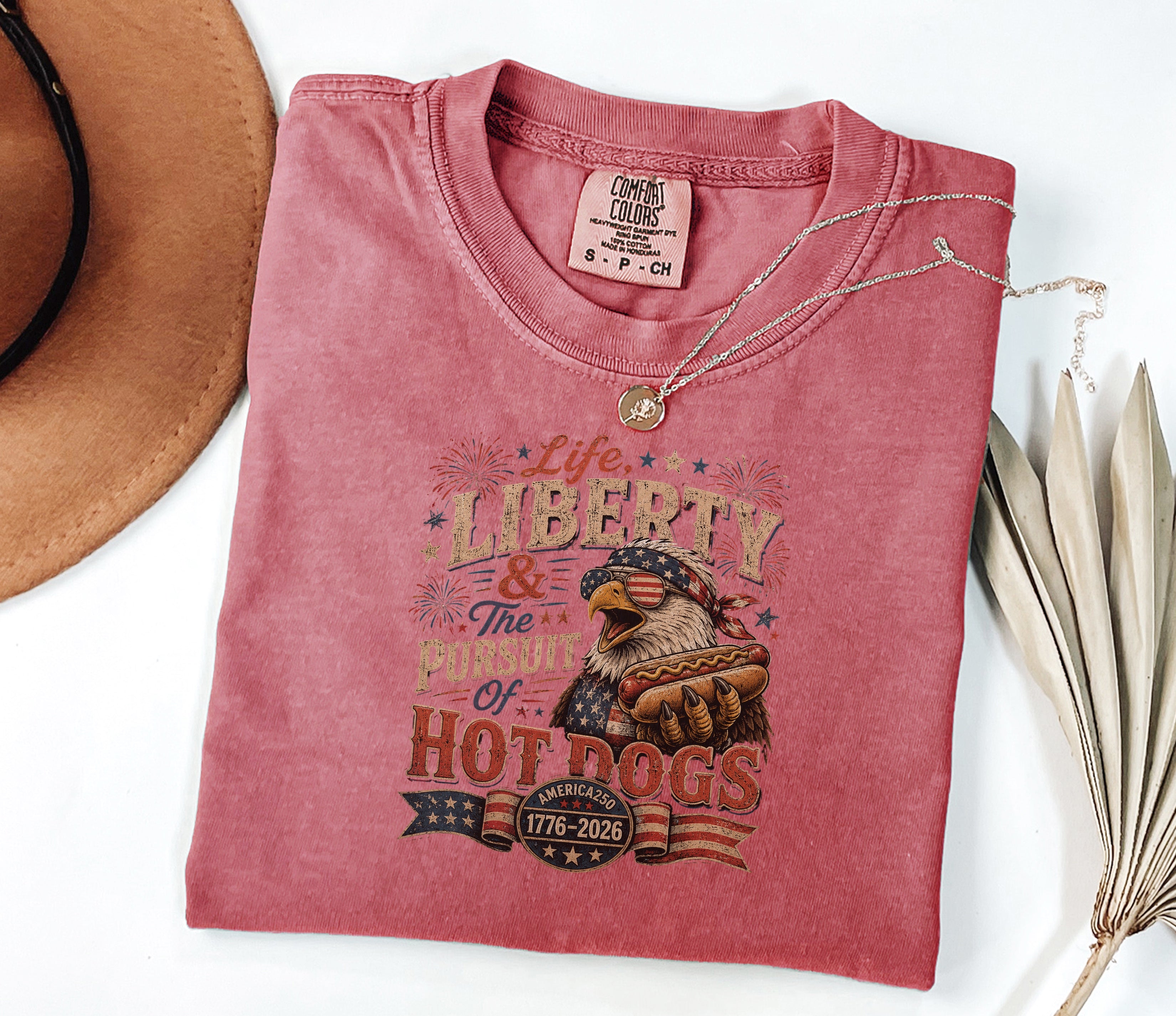Life, Liberty & The Hot Dogs Patriotic Eagle BBQ America 250 T-Shirt