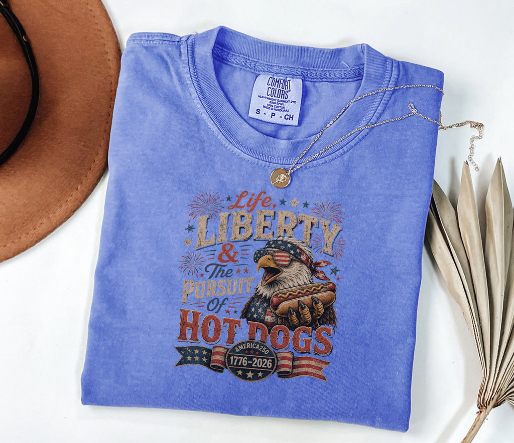 Life, Liberty & The Hot Dogs Patriotic Eagle BBQ America 250 T-Shirt