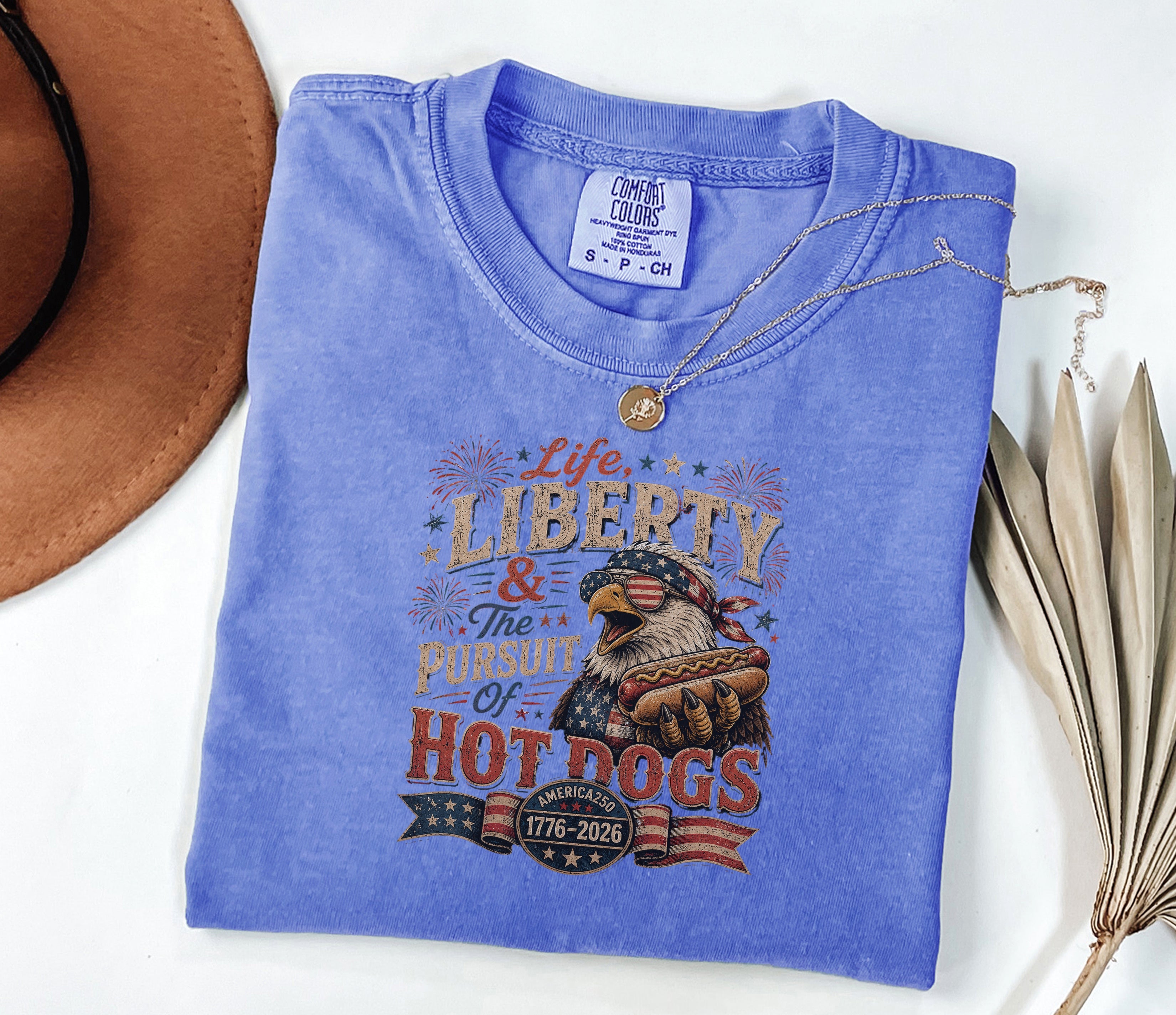 Life, Liberty & The Hot Dogs Patriotic Eagle BBQ America 250 T-Shirt
