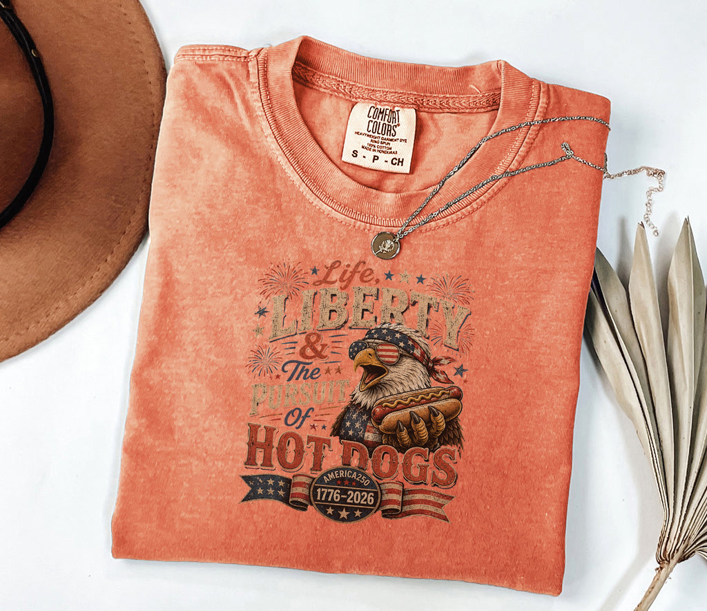 Life, Liberty & The Hot Dogs Patriotic Eagle BBQ America 250 T-Shirt