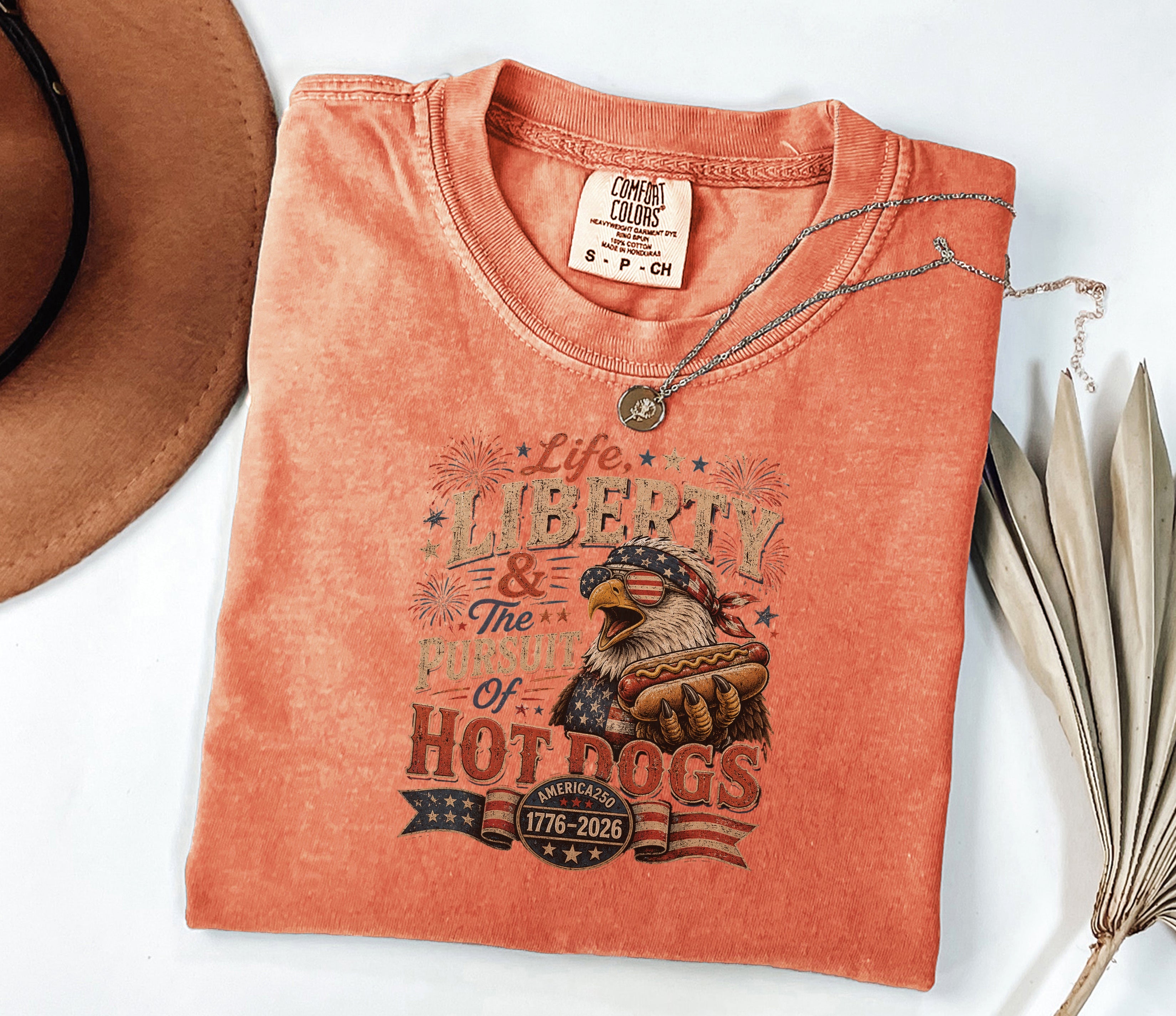 Life, Liberty & The Hot Dogs Patriotic Eagle BBQ America 250 T-Shirt