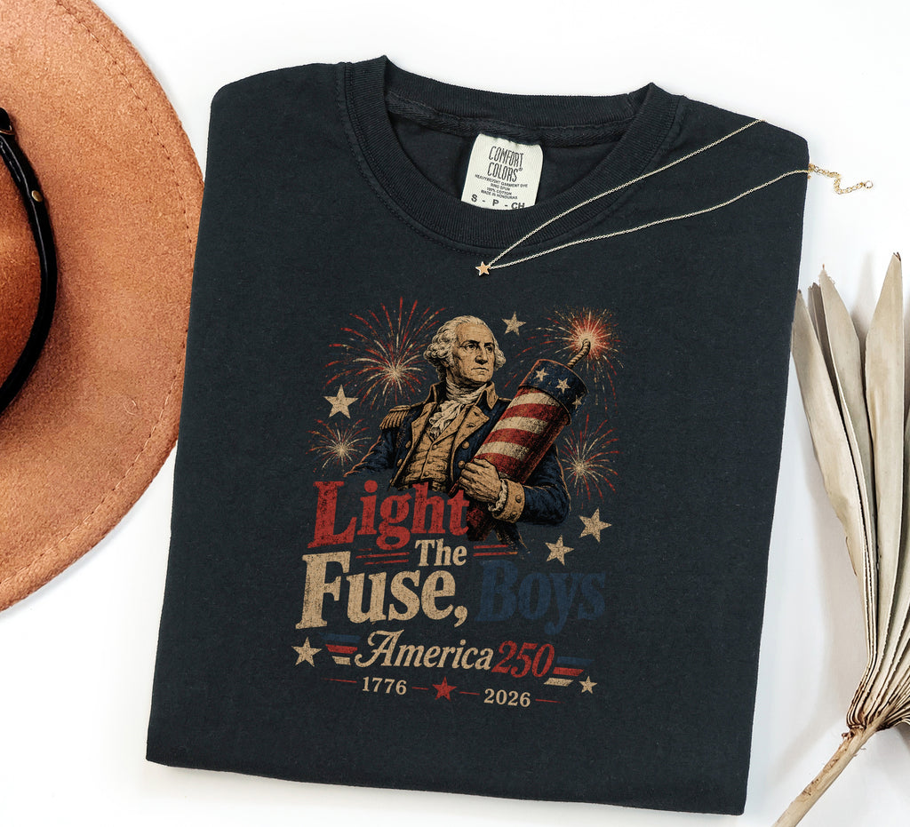 Light the Fuse, Boys Vintage America 250 Fourth of July T-Shirt