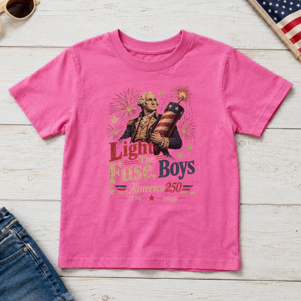 Light the Fuse, Boys Vintage America 250 Fourth of July Youth Tee