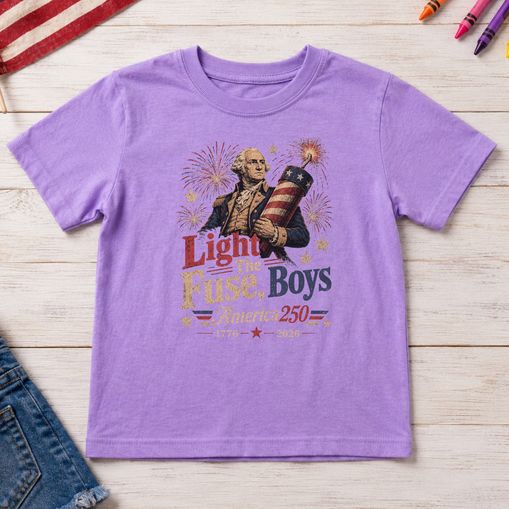 Light the Fuse, Boys Vintage America 250 Fourth of July Youth Tee