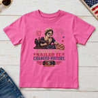 Betsey Ross 'Made It, Nailed It, Changed History' Vintage Sewing 1776 Flag Youth Tee, America 250