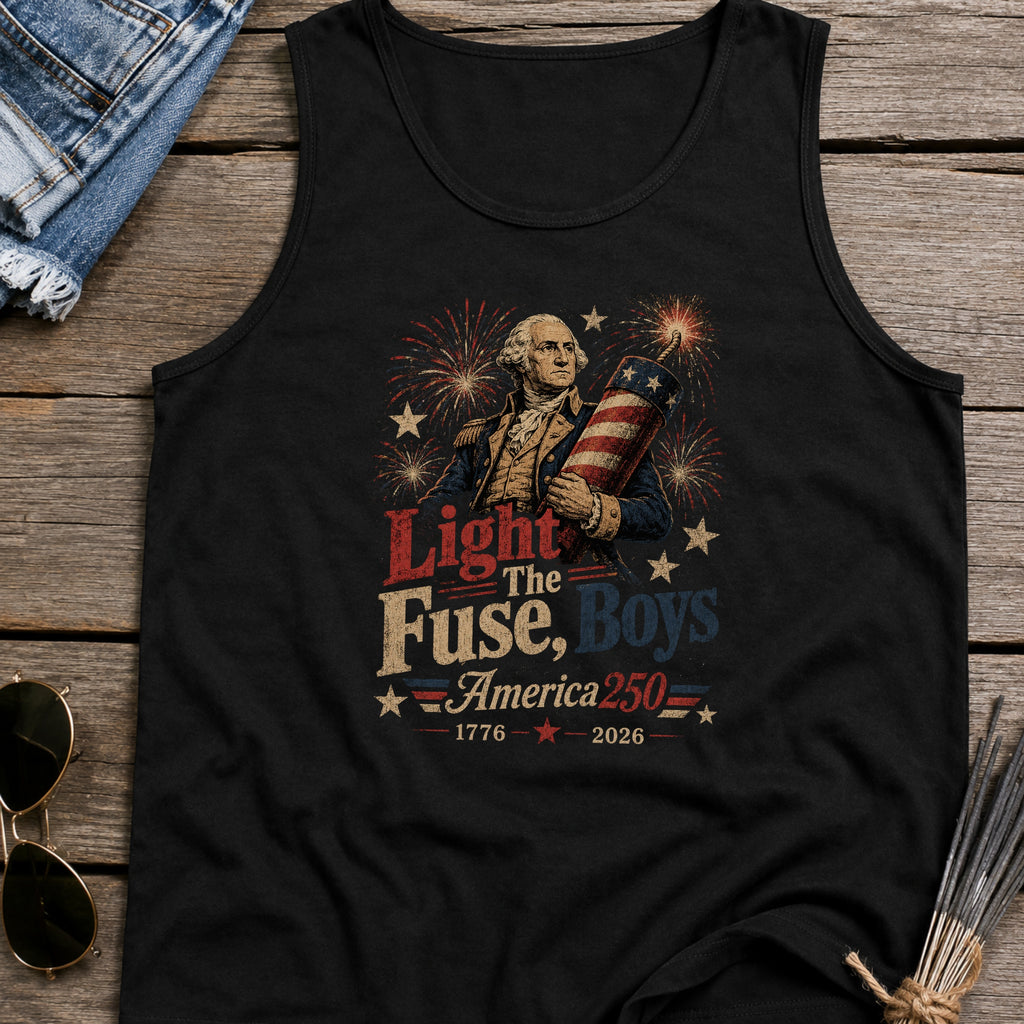 Light the Fuse, Boys Vintage America 250 Fourth of July Tank Top