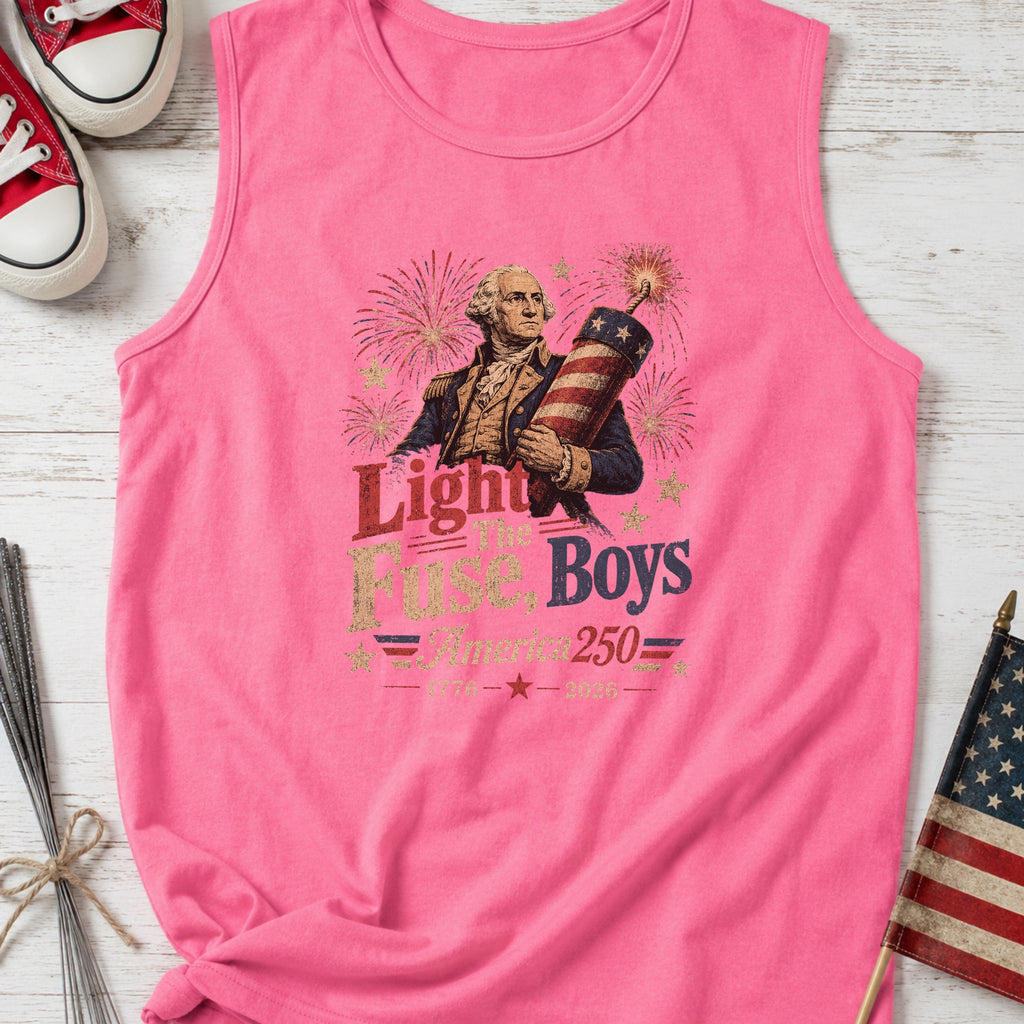 Light the Fuse, Boys Vintage America 250 Fourth of July Tank Top