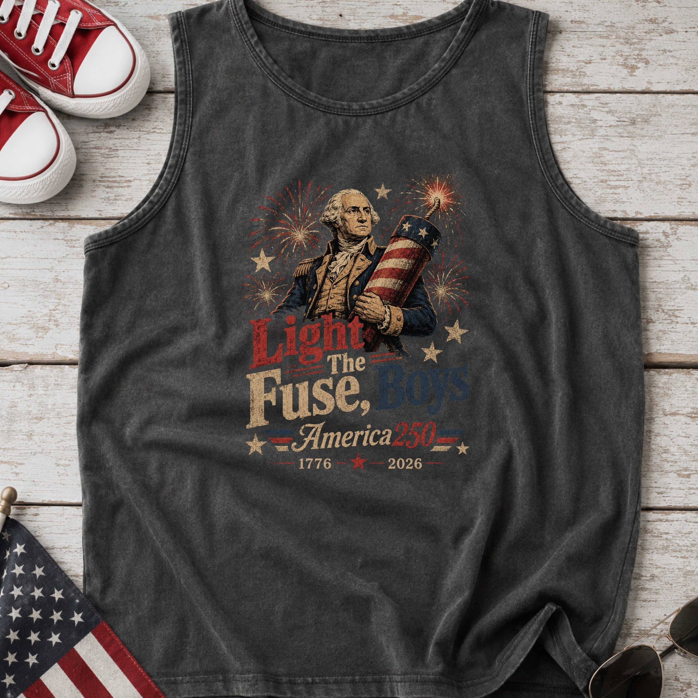 Light the Fuse, Boys Vintage America 250 Fourth of July Tank Top