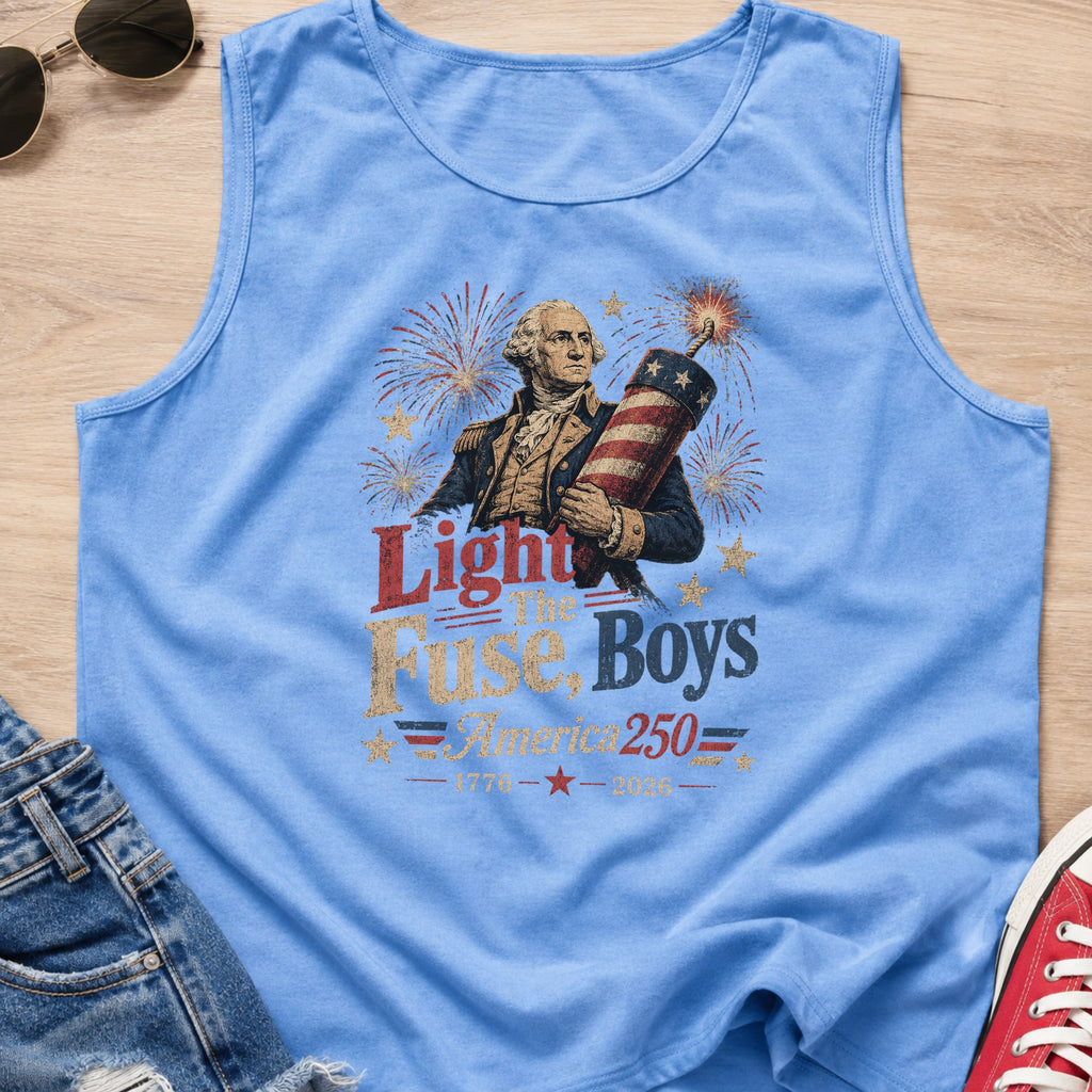 Light the Fuse, Boys Vintage America 250 Fourth of July Tank Top