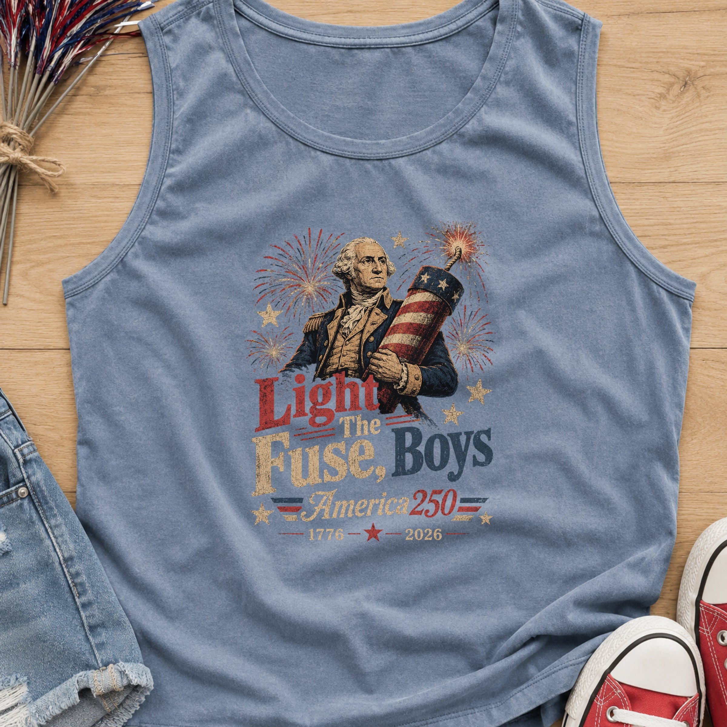Light the Fuse, Boys Vintage America 250 Fourth of July Tank Top