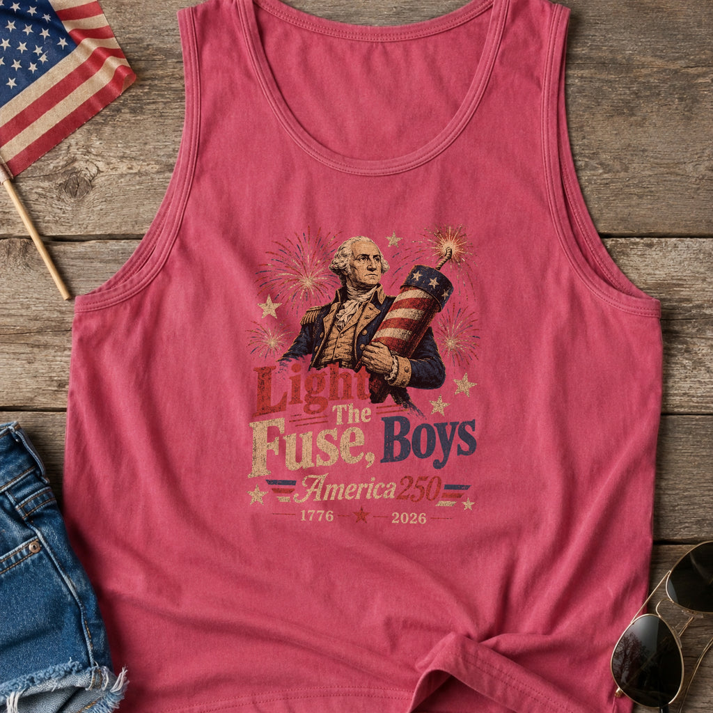 Light the Fuse, Boys Vintage America 250 Fourth of July Tank Top
