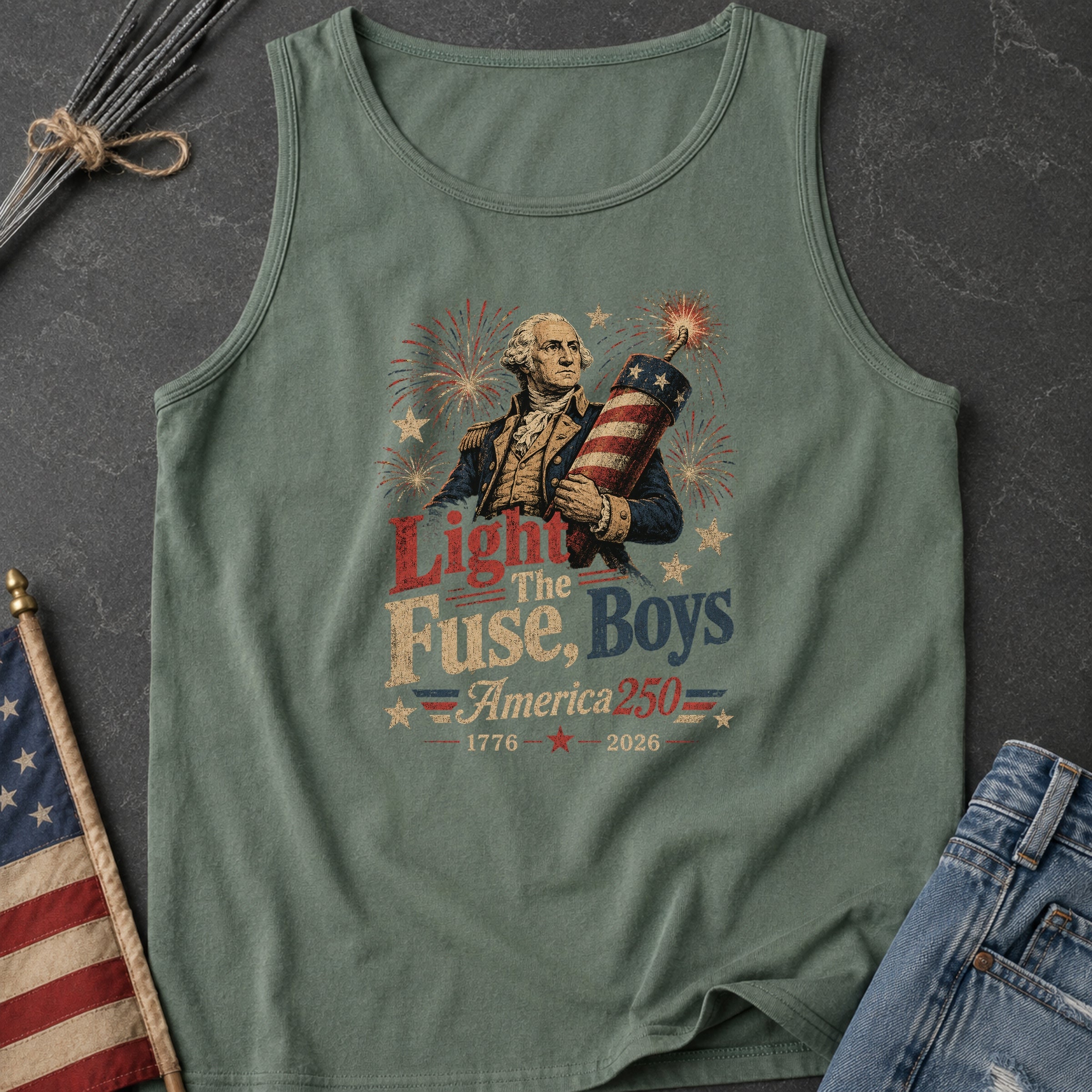 Light the Fuse, Boys Vintage America 250 Fourth of July Tank Top