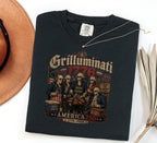 Founding Fathers Grilluminati Patriotic T-Shirt, America250 1776–2026 Vintage Tee