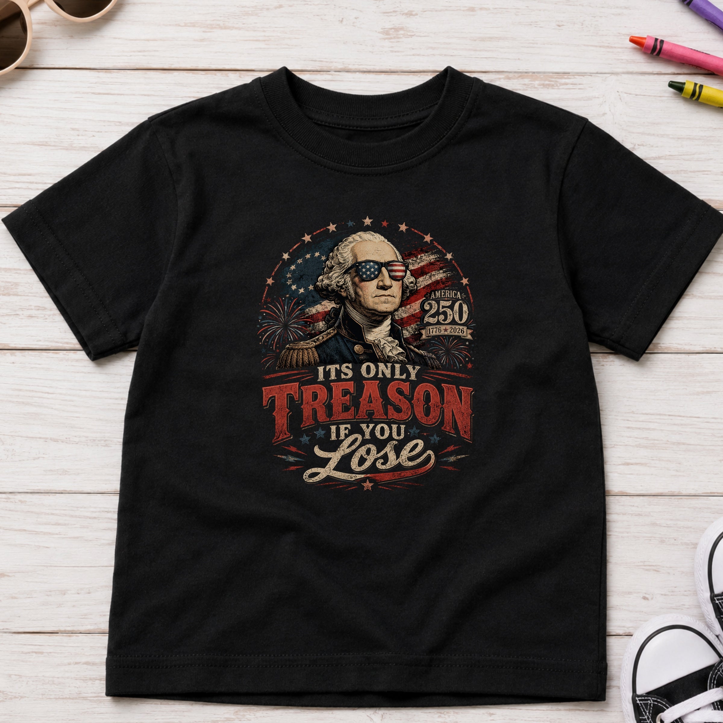 It's Only Treason If You Lose Patriotic George Washington Flag Youth Tee