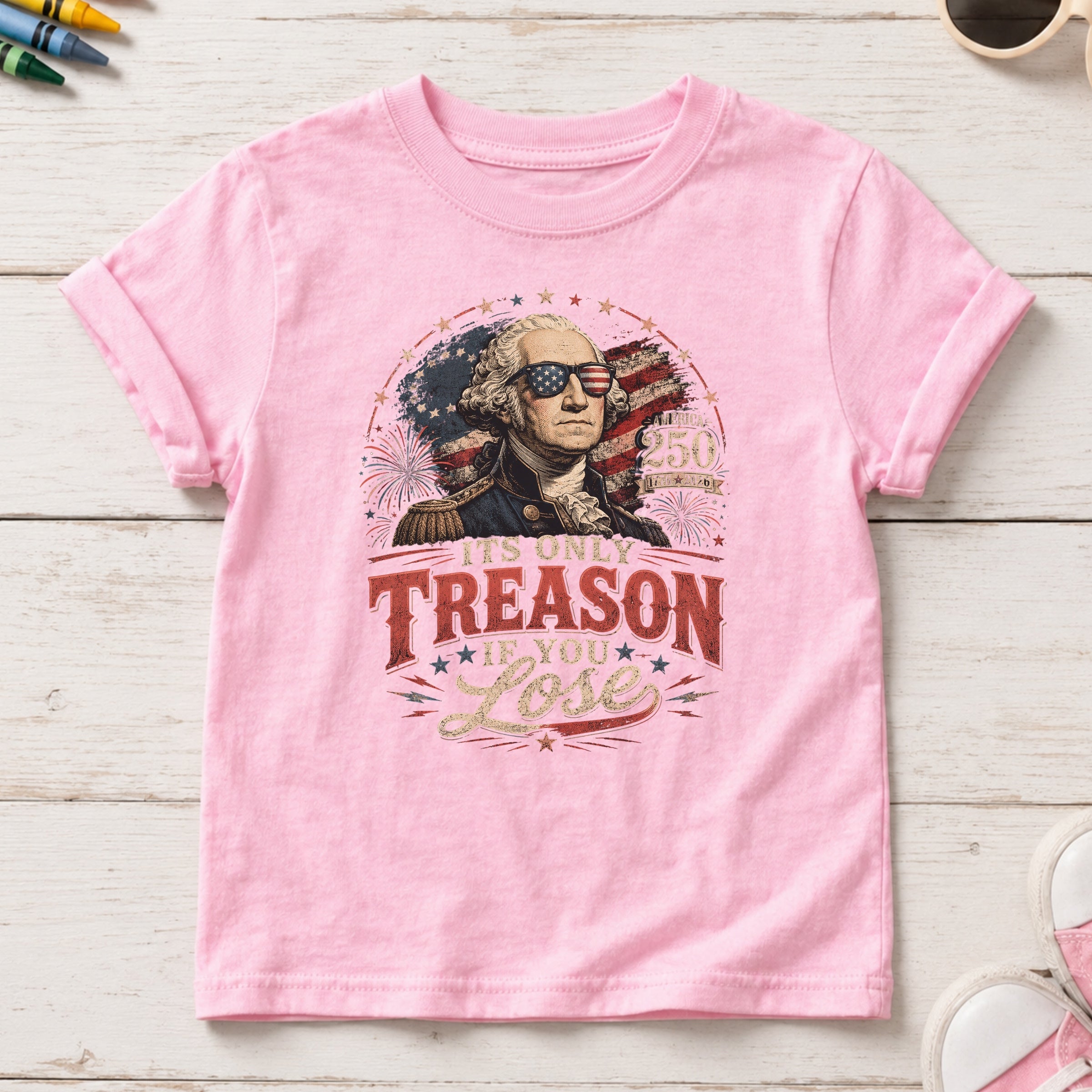 It's Only Treason If You Lose Patriotic George Washington Flag Youth Tee