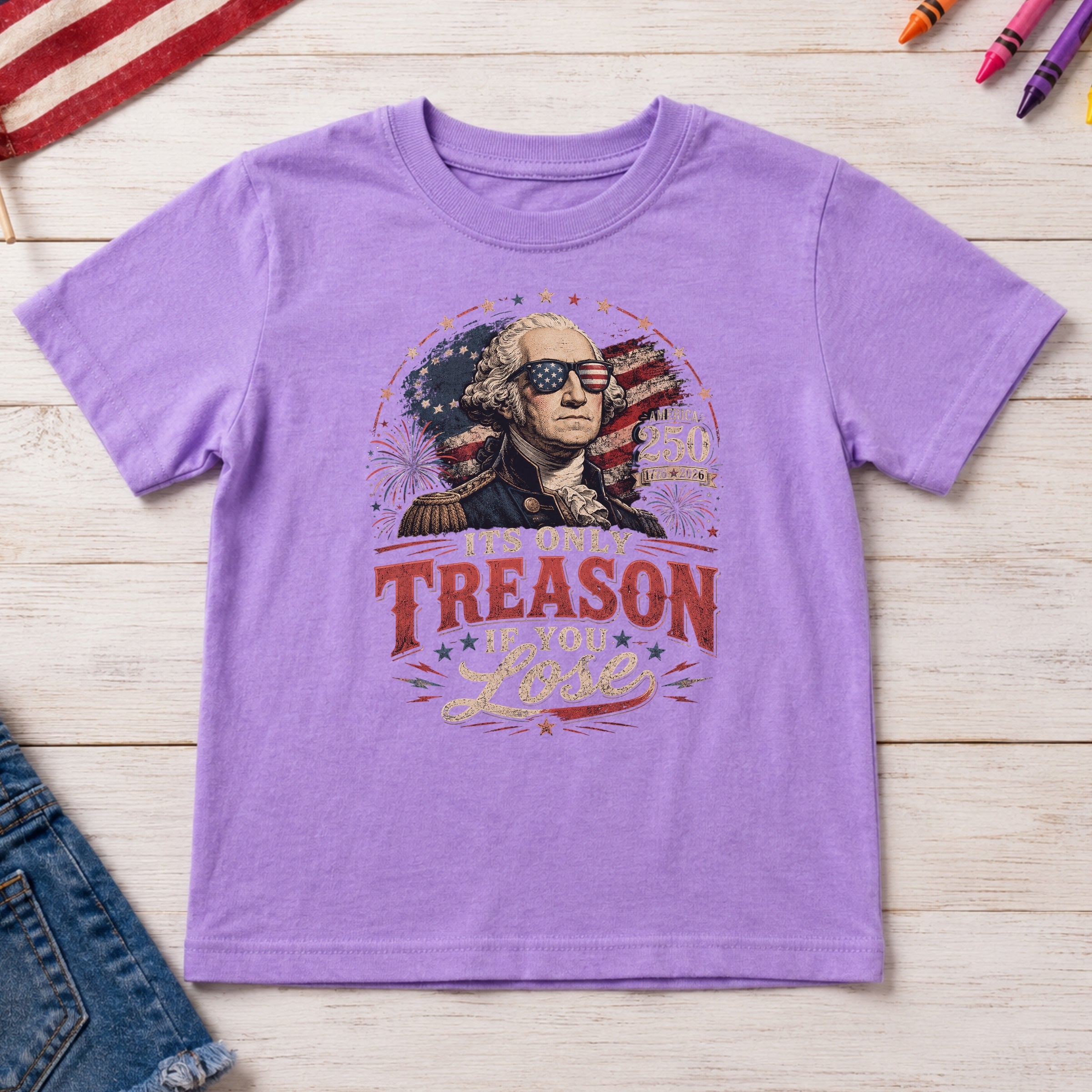 It's Only Treason If You Lose Patriotic George Washington Flag Youth Tee