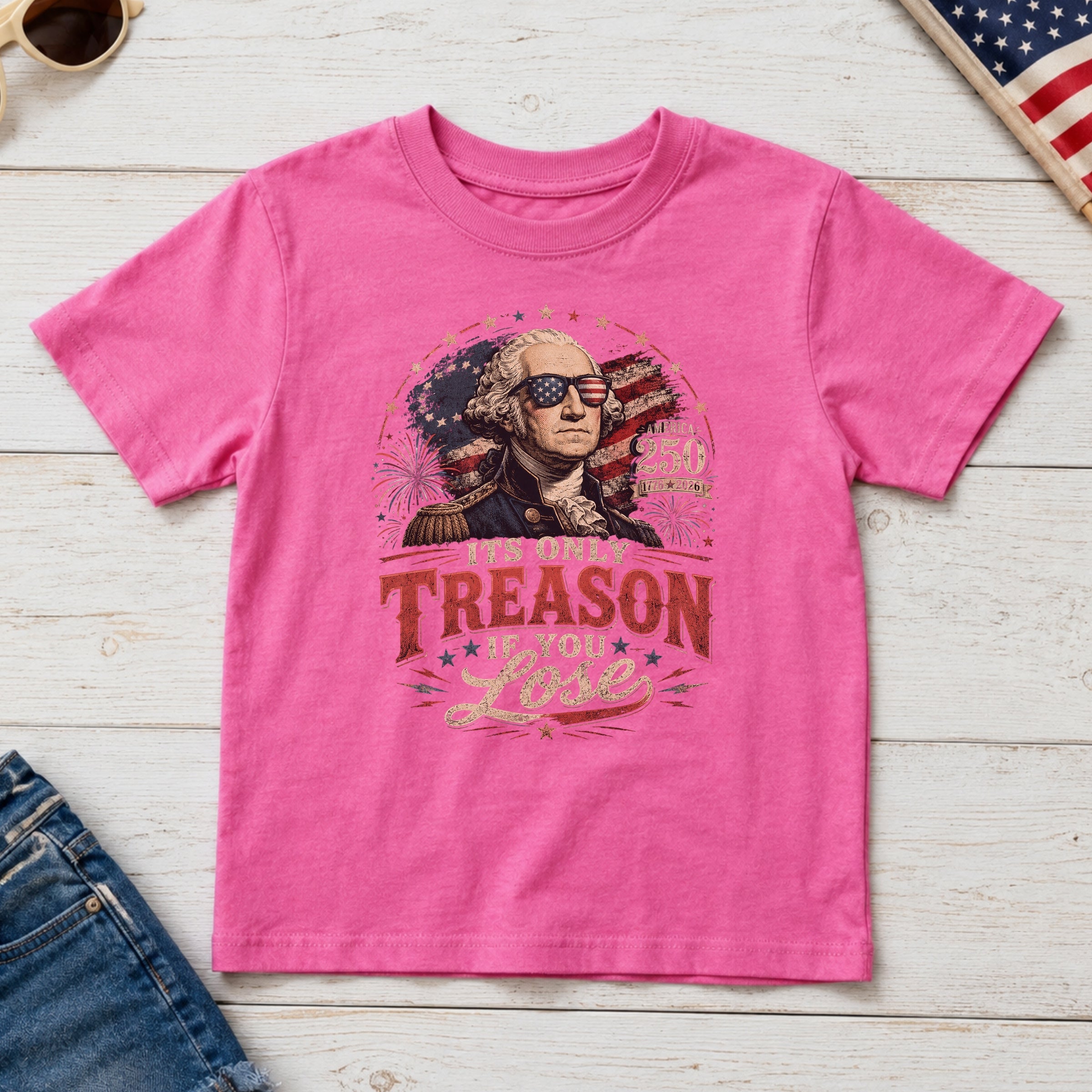 It's Only Treason If You Lose Patriotic George Washington Flag Youth Tee