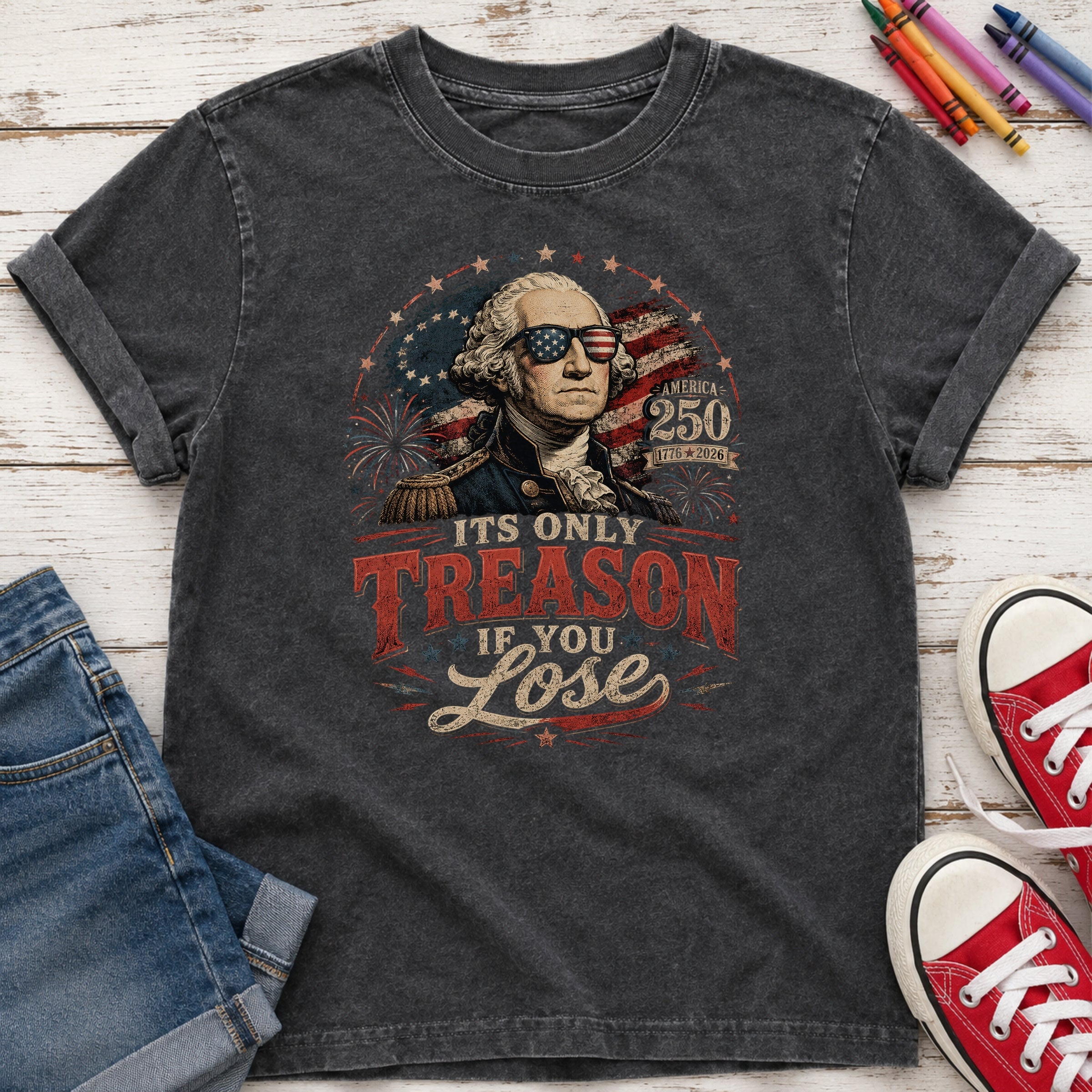 It's Only Treason If You Lose Patriotic George Washington Flag Youth Tee