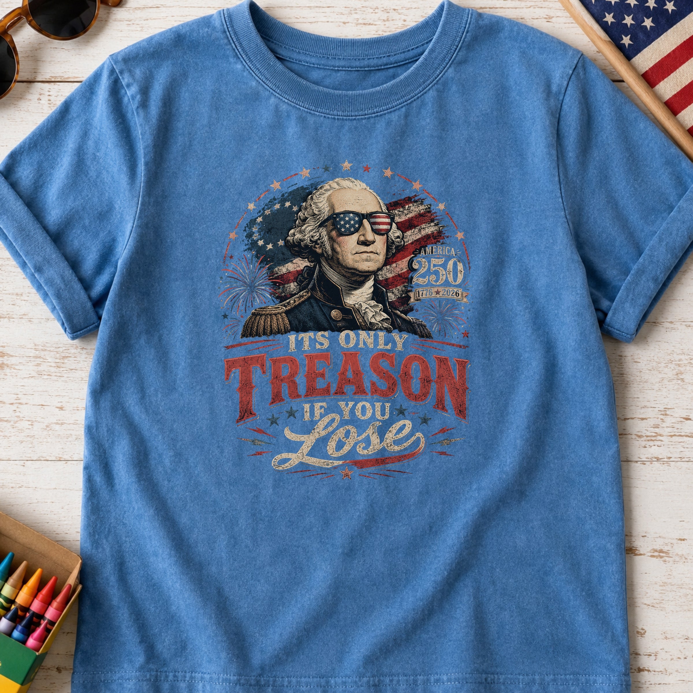 It's Only Treason If You Lose Patriotic George Washington Flag Youth Tee