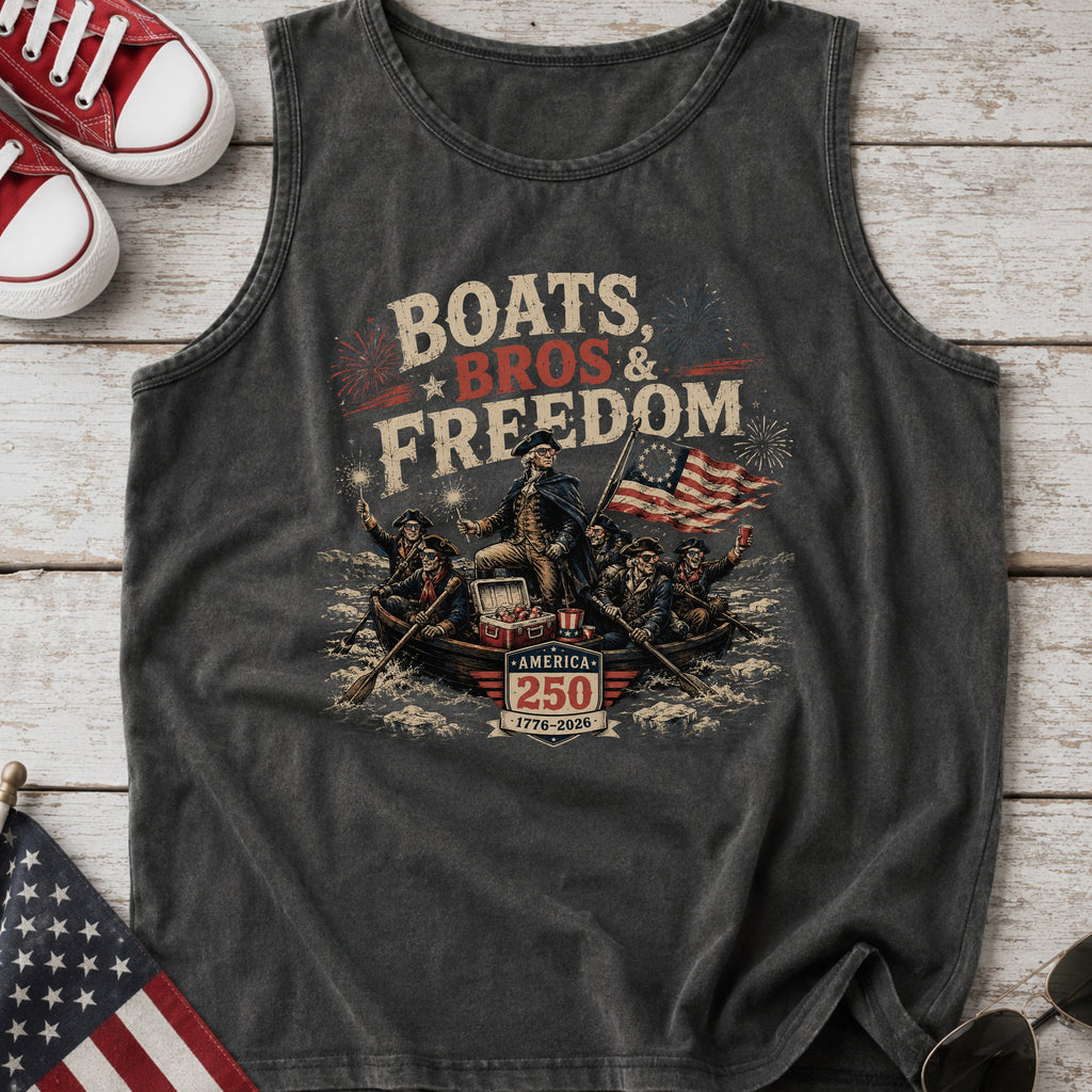 George Washington 'Boats Bros & Freedom' Graphic Tank Top, American 250 (1776–2026)