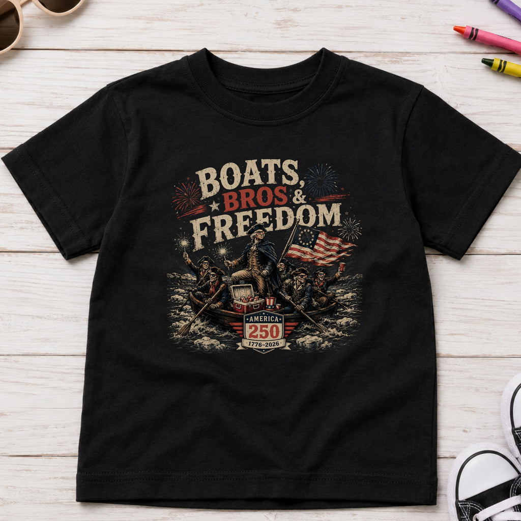 George Washington 'Boats Bros & Freedom' Graphic Youth Tee, American 250 (1776–2026)