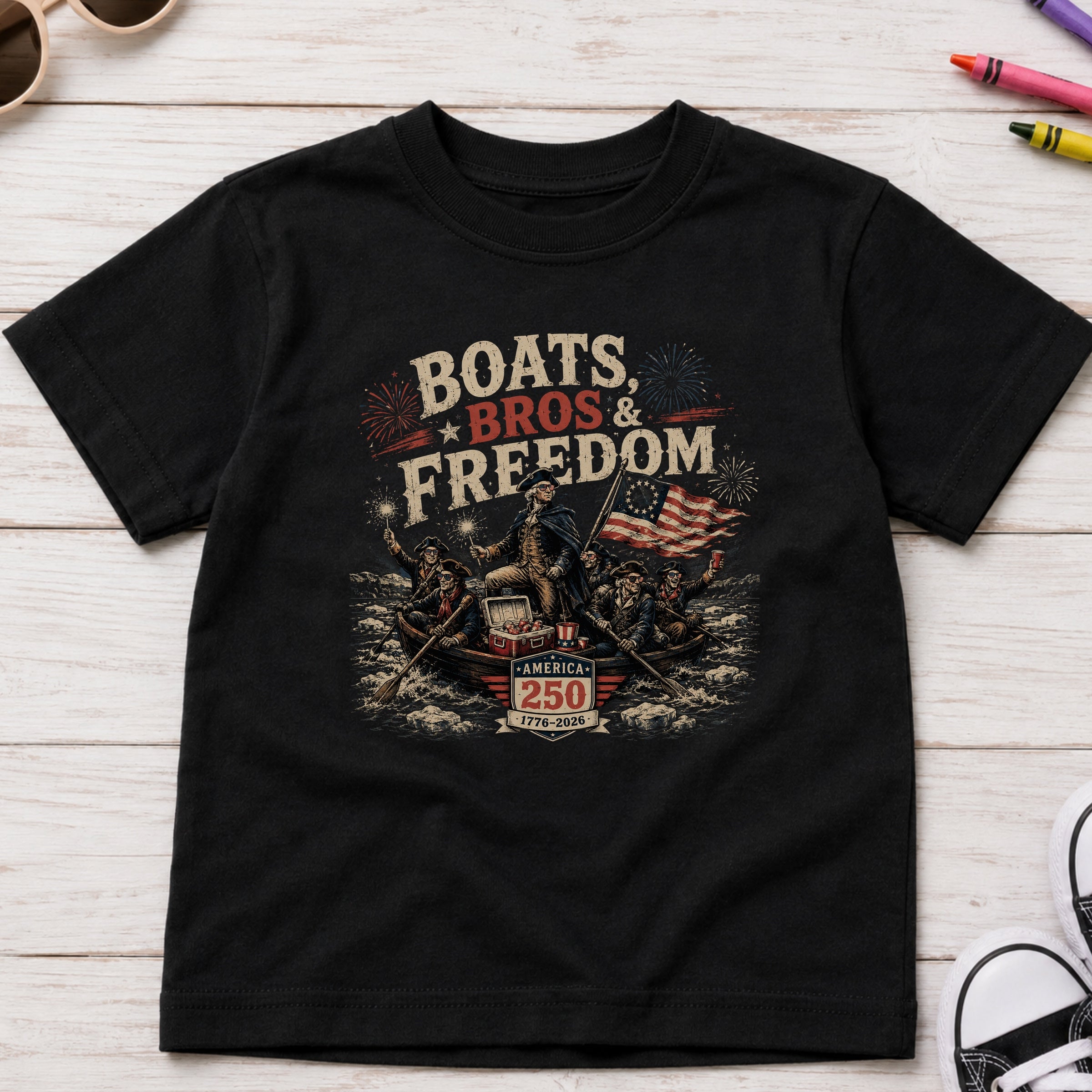 George Washington 'Boats Bros & Freedom' Graphic Youth Tee, American 250 (1776–2026)