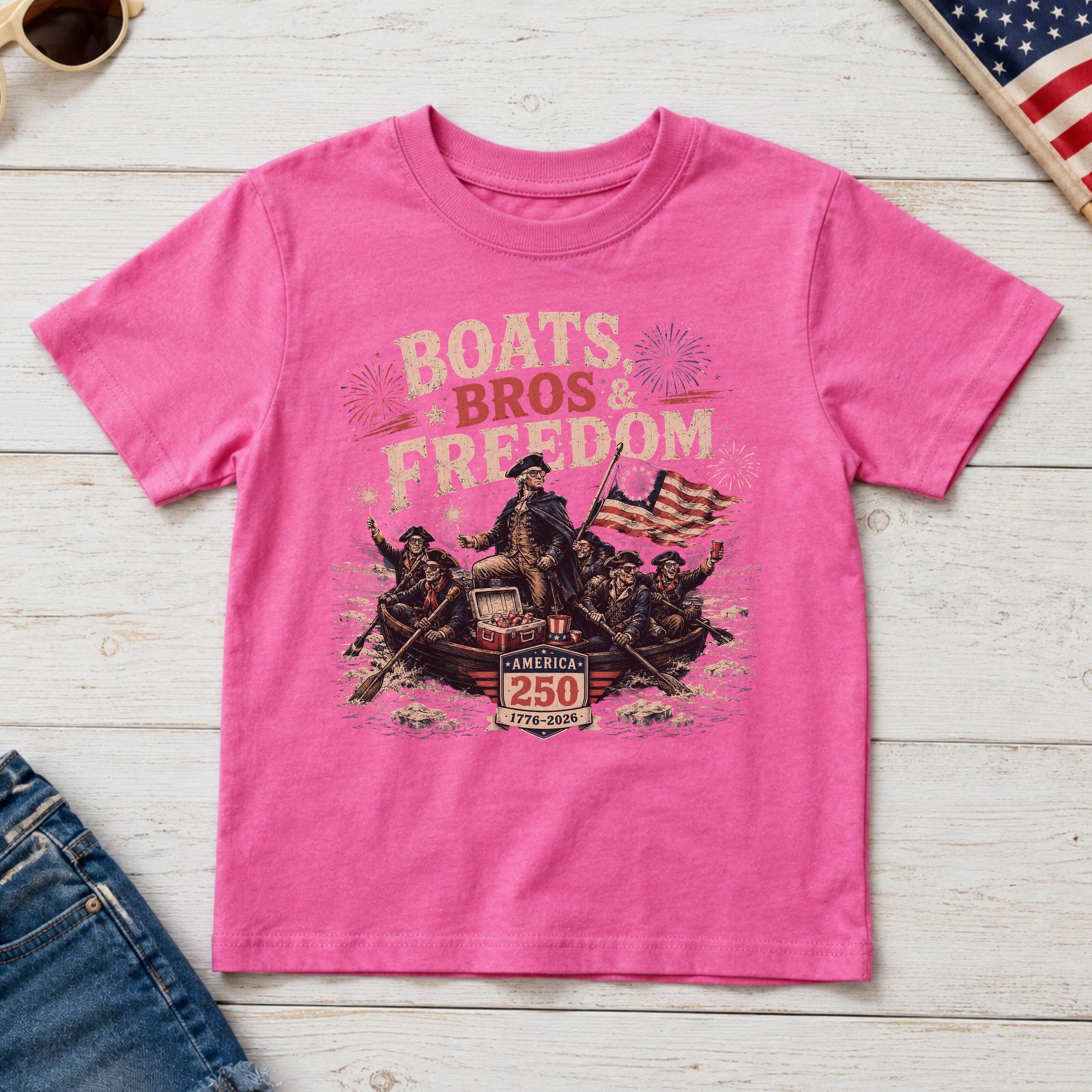 George Washington 'Boats Bros & Freedom' Graphic Youth Tee, American 250 (1776–2026)