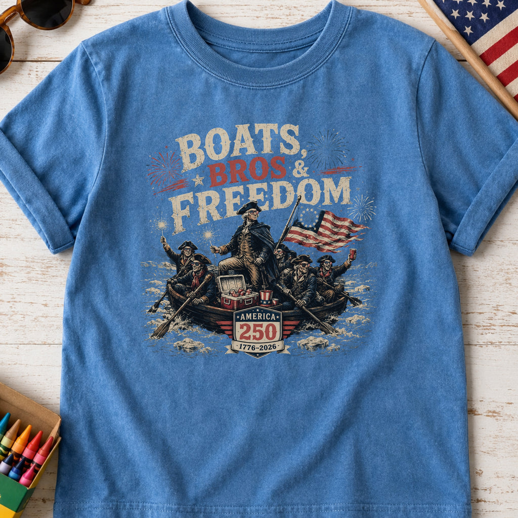George Washington 'Boats Bros & Freedom' Graphic Youth Tee, American 250 (1776–2026)